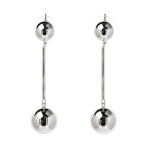 New fashion beads earrings. Long drop style, silver color.